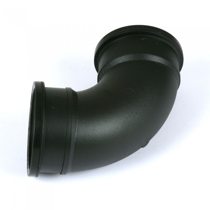 110mm Cast Iron Style Push Fit Soil Pipe Double Socket 90 Degree Bend Heritage Black