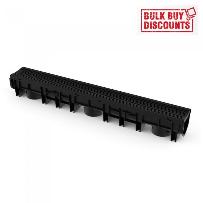 Domestic Channel Drainage x 10m Complete with Plastic Grating - Bulk Buy Pack - 6.89 per m