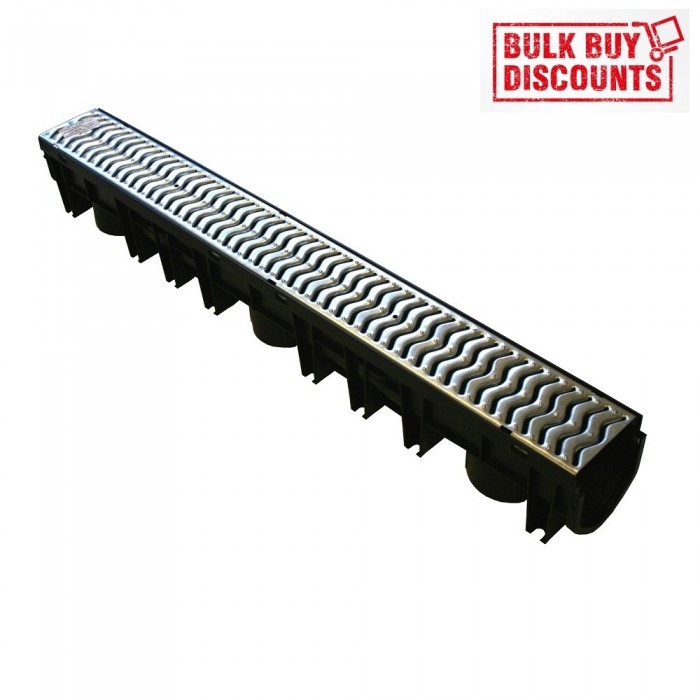 Domestic Channel Drainage x 10m Complete with Galvanised Grating - Bulk Buy Pack - 10.98 per m