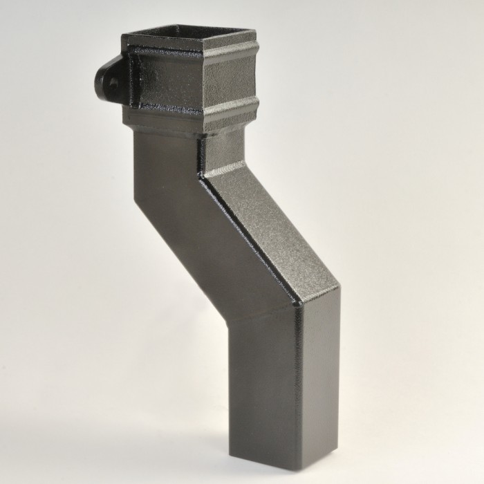 76mm Square Aluminium Downpipe Swan Neck Bend 63-100mm Cast Collar
