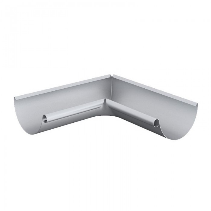 Lindab 150mm Steel Half Round Gutter Angle Internal 90 Degrees Silver Metallic