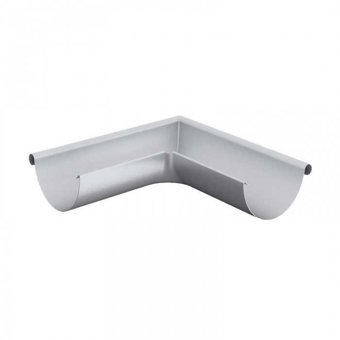 Lindab 190mm Steel Half Round Gutter Angle External 90 Degrees Silver Metallic