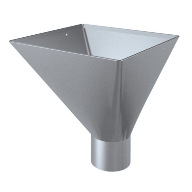 Lindab Large Square Water Hopper with 87mm Outlet Silver Metallic