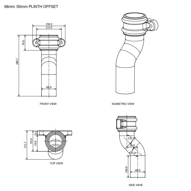 68mm Round Cast Iron Style PVCu Downpipe Plin