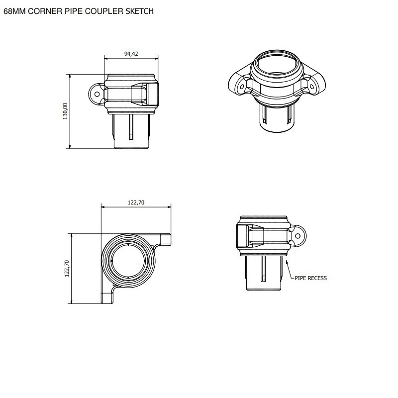 68mm Corner Round Cast Iron Style PVCu Downpi