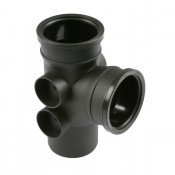 110mm cast iron style pvcu push fit soil pipe double socket bossed branch 92.5 degrees bs451ci