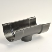 114mm deep beaded half round cast aluminium gutter outlet 76mm round