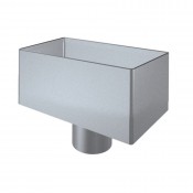 Lindab Small Rectangular Water Hopper with 75mm Outlet  Silver Metallic